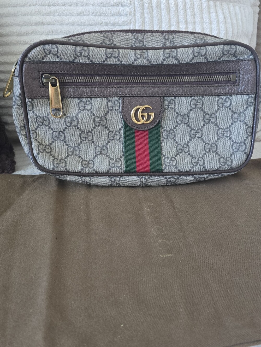Brown GG Supreme Canvas Ophidia Belt Bag